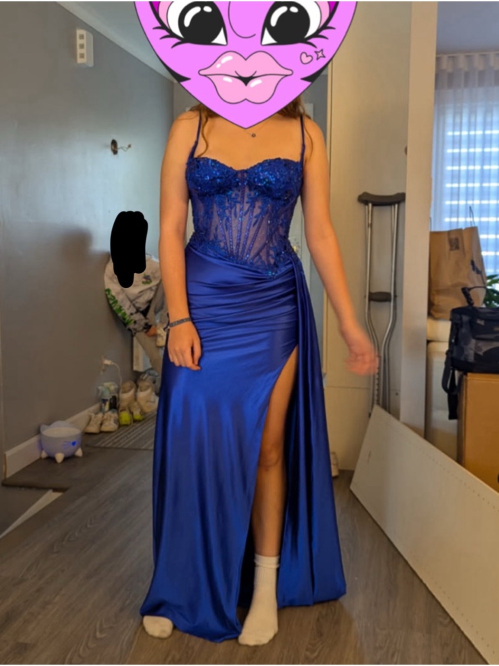 Blue prom dress with corset
